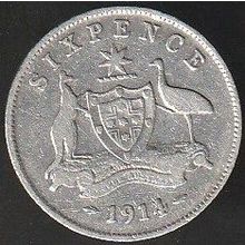 1914 Australia 1 Sixpence coin