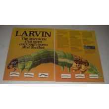 1985 Union Carbide Larvin Ad - Stops one tough worm after another