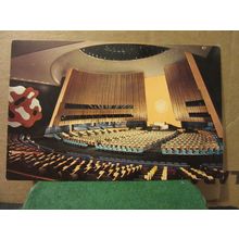 ASSEMBLY HALL, UNITED NATIONS, NEW YORK CITY, USA unused postcard =