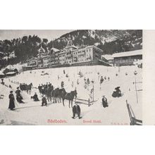 Skiing At Adelboden Grand Hotel Rare Switzerland Old Postcard