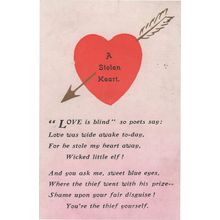 Wicked Elf Elves Pixie Stolen Heart Thief Antique Poem Romance Postcard