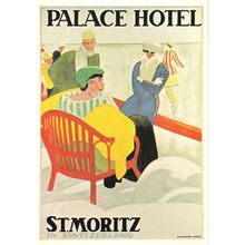 St Moritz Palace Hotel Switzerland Restaurant Advertising Postcard