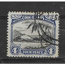 COOK ISLANDS 1933-6 4d USED WMK NZ STAR SG110