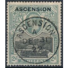 KGV St Helena optd: 2d - Ascension 1922 - F H - SG 4