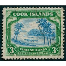 Cook Islands 1938 3s greenish blue & green SG129 used