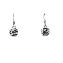 Sterling Silver Square Oxidized Smily Face Dangle Earrings