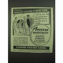 1939 United States Lines Cruise Ad - Pleasure-Crossing