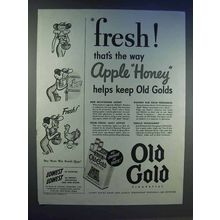 1943 Old Gold Cigarettes Ad - Fresh Apple Honey