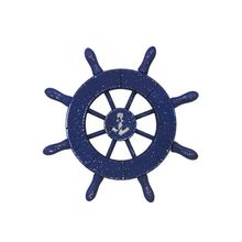 Pack Of 2] Rustic Dark Blue Decorative Ship Wheel With Anchor 6""