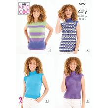 King Cole 5897 Knitting Pattern Womens Tank Tops in King Cole Cotton Socks 4 Ply