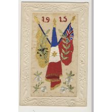WWI embroidered silk postcard 1915 France