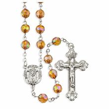 November Birthstone, Topaz Rosary with Two Free Prayer Cards and Pouch