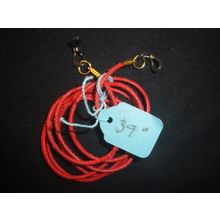 Gold plated 39" red cotton driving reading sunglasses cord strap