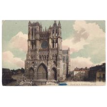 AMIENS CATHEDRAL, FRANCE used antique postcard, 1916 postmark WW1 active serv =