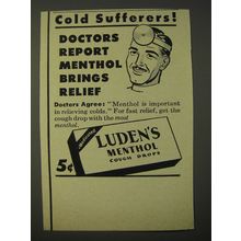 1950 Luden's Menthol Cough Drops Ad - Cold Sufferers