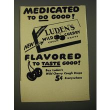 1950 Luden's Wild Cherry Cough Drops Ad - Medicated to do good