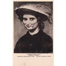 Augustus John Portrait Of Dorelia Painting Old Postcard