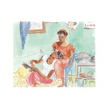 Nouakchott Market Mauritania Hairdresser Stunning Painting Postcard