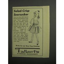 1952 Talbots Sun Dress Ad - Salad-Crisp Seersucker