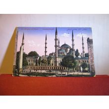 LA MOSQUE D' AHMED, CONSTANTINOPLE, TURKEY unused antique postcard =