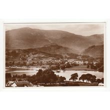Coniston Lake and Village Postcard RP Lake District Cumbria
