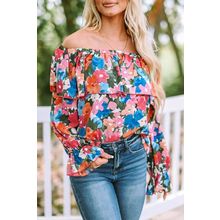 Floral Print Ruffled Off Shoulder Blouse