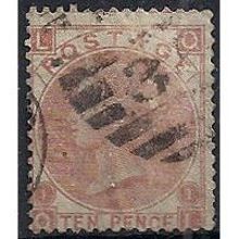 1867 SG113 10d Pale Red-Brown Good+ Used Check Letters “QL”.