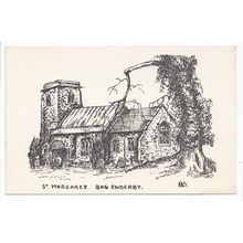 Bag Enderby Church Lincolnshire Old Sketch Postcard
