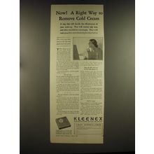 1926 Kleenex Sanitary Cold cream remover Ad - Now! A right way to remove