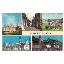multiview, HISTORIC SUSSEX vintage unused postcard.. Colourmaster =