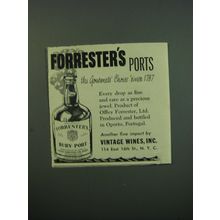 1949 Forrester's Ruby Port Ad - Forrester's ports the gourmets' choice