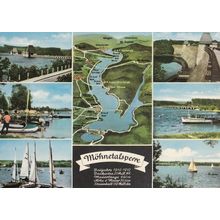 Mohnetalsperre German Sailing Boats Map Postcard