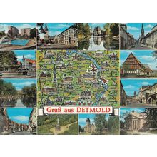Grub Aus Detmold German Map Postcard