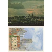 Lincoln Under Storm Clouds From Vicars Court 2x Painting Postcard s