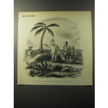 1953 Cartoon by Whitney Darrow, Jr. - First class here, tourist at the other end