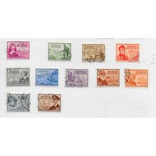 NORWAY 1947 300 YEARS MAIL SERVICE SET USED SHIPS STEAMER RAILWAY LOCOMOTIVE