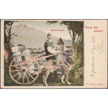 Milchfuhrwerk, Gruss aus Luzern, 1904 - Voege AK