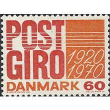 DENMARK, Post Giro, orange & red 1970, 60ore