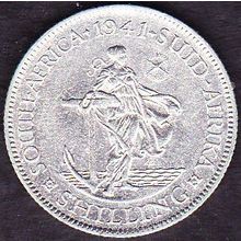 1941 South Africa 1 Shilling Silver Coin