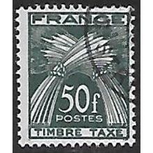 Po Mi 91: 50 Fr. deep green Postage Due Stamp: Wheatsheaves