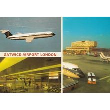 Gatwick Airport Luggage Check In 1980s Postcard