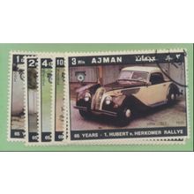 Ajman Stamps, 6 Different, 1970 Issue, 65 Years Of Rally, Vintage Cars