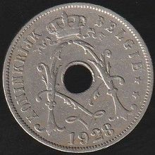 1928 Belgium 25 Centimes Coin Dutch