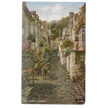 HIGH STREET, CLOVELLY, DEVON used vintage postcard by Valentine 1966 postmark =