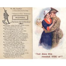 To My Sweetheart Romantic Letter Military Camp WW1 2x Postcard s