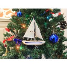 Pack Of 2] Wooden Enterprise Model Sailboat Christmas Ornament 9""