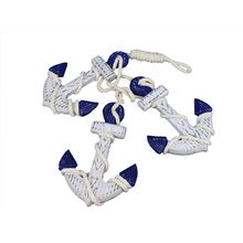 Pack Of 2] Wooden Rustic Decorative Blue Triple Anchor Set 7""