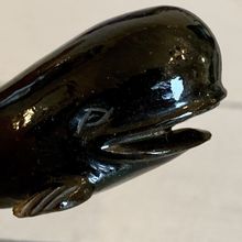 Vintage Carved Gold Tiger's Eye Whale Figurine Gemstone Sea Creature Mammal 3.4"