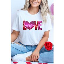 White Heart LOVE Patched Pattern Crewneck Valentines T Shirt