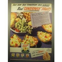 1947 Libby's Fruit Cocktail Ad, Real Centerpiece Fruits
